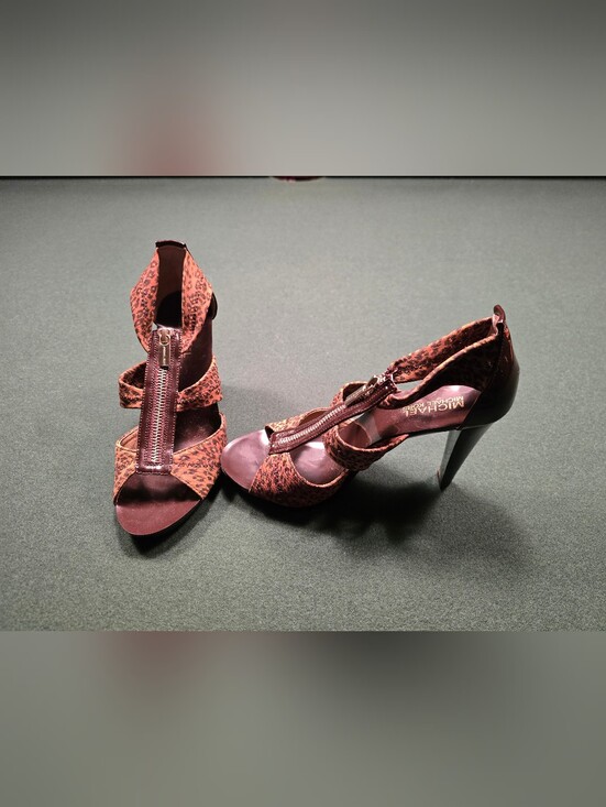 MICHAEL Michael Kors Shoes - MICHAEL Michael Kors Burgundy Leopard-Print T-Strap Slingback Heels